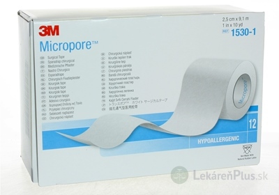 3M MICROPORE náplasť, cievka 2,5cm x 9,1m, zo špeciálneho papiera 1x12 ks