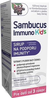 Sambucus Immuno Kids sirup, malinová príchuť 1x120 ml