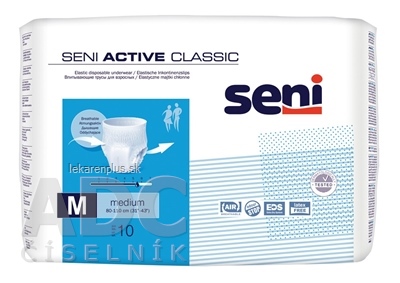 Seni ACTIVE CLASSIC Medium nohavičky navliekacie, absorpčné, obvod 80-110 cm, 1x10 ks