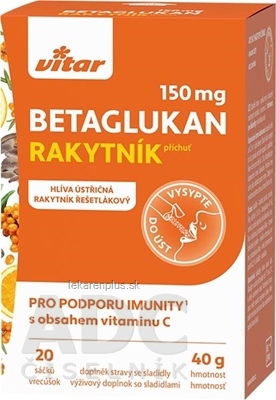 VITAR BETAGLUKÁN 150 mg prášok vo vrecúškach, príchuť rakytník 1x20 ks