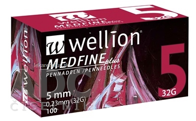 Wellion MEDFINE plus PENNEEDLES 5 mm, 32G ihla na aplikáciu inzulínu pomocou pera 1x100 ks