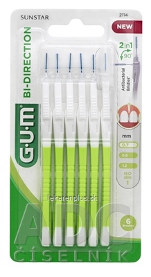 GUM BI-DIRECTION ULTRA Medzizubná kefka 0,7 mm size 1, zelená, s ohybným mechanizmom 1x6 ks