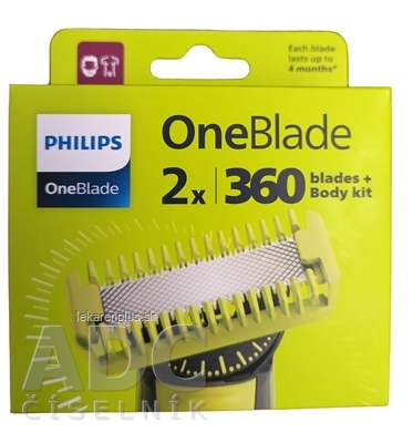 Philips OneBlade 360 náhradné čepele 2ks + sada na telo (QP624/50) 1x1 set