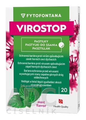 fytofontana VIROSTOP pastilky na cmúľanie, príchuť mäta (inov.2024, zdravotnícka pomôcka) 1x20 ks