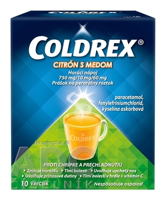 COLDREX HORÚCI NÁPOJ CITRÓN S MEDOM plo por 5 g (vre.papier/PE/Al/EMAA) 1x10 ks