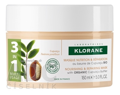 KLORANE MASQUE AU BEURRE DE CUPUACU BIO maska pre suché a poškodené vlasy 1x150 ml