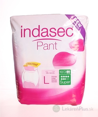 Indasec Pant Super L plienkove nohavičky navliekacie, boky 100-140 cm, savosť 1900 ml, 1x10 ks