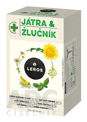 LEROS PEČEŇ A ŽLČNÍK nálevové vrecká (inov. 2021) 20x1,5 g (30 g)