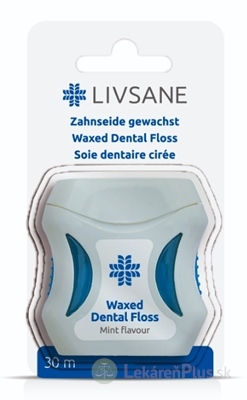 LIVSANE Dentálna niť voskovaná, mint, 30 m, 1x1 ks