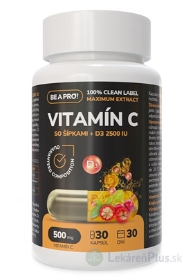 BE A PRO! VITAMÍN C so šípkami + D3 2500 IU cps 1x30 ks