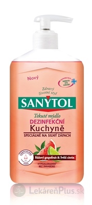 SANYTOL Tekuté mydlo Kuchyňa dezinfekčné, Ružový grepfruit a citrón, 1x250 ml