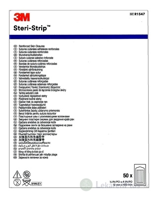 3M STERI-STRIP Náplasťové stehy sterilne, vystužené, lepiace (12x100 mm) (po 6 ks) (R1547) 1x50 ks