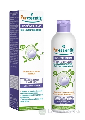 PURESSENTIEL Gél na intímnu hygienu jemný, bio kvetinové vody a aloe vera, 1x250 ml