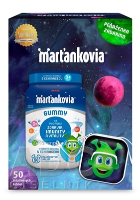 WALMARK Marťankovia GUMMY s Echinaceou želatínové tablety, príchuť jahoda a čerešňa 50 ks + darček peňaženka, 1x1 set