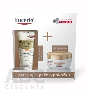 Eucerin Kazeta HYALURON-FILLER+ELASTICITY Body krém na ruky 75 ml + telový krém omladzujúci 200 ml (akcia 2024) 1x1 set