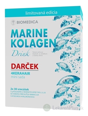 BIOMEDICA Marine kolagen drink + Darček vrecúška 2x30 ks (60 ks) + darček mini sada 4Kerahair, 1x1 set