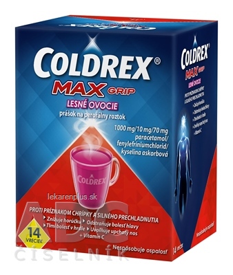 COLDREX MAXGRIP LESNÉ OVOCIE plo por 7,6 g (vre.papier/PE/Al/SURLYN) 1x14 ks