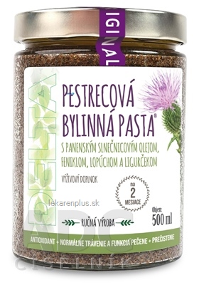 DELTA PESTRECOVÁ BYLINNÁ PASTA s panenským slnečnicovým olejom, feniklom, lopúchom a ligurčekom 1x500 ml