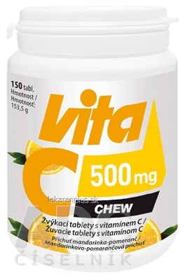 Vitabalans Vita C 500 mg CHEW žuvacie tablety s mandarínkovo-pomarančovou príchuťou 1x150 ks