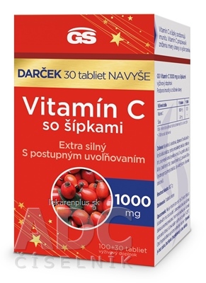 GS Vitamín C 1000 mg so šípkami Darček tbl (inov.2024) 100+30 navyše (130 ks)