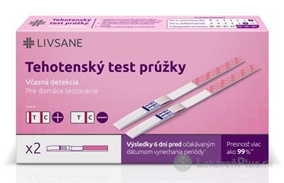 LIVSANE Tehotenský test prúžky včasná detekcia 1x2 ks