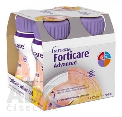 Forticare Advanced s príchuťou chladivého manga/broskyne 4x125 ml (500 ml)