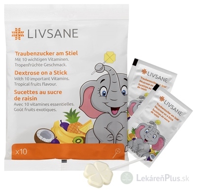 LIVSANE Lízanky s dextrózou s vitamínmi 1x10 ks