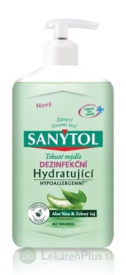 SANYTOL Tekuté mydlo Hydratujúce dezinfekčné, Aloe Vera a Zelaný čaj 1x250 ml