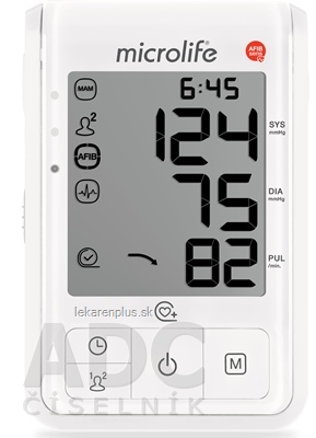 MICROLIFE TLAKOMER DIGITÁLNY BP B6 FAVOURITE automatický na rameno, AFIB sens, biely, 1x1 ks