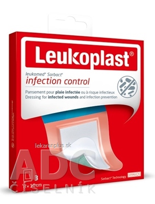 LEUKOPLAST LEUKOMED SORBACT absorpčná náplasť na rany, vodeodolná, sterilná 8x10 cm, (inov.2023) 1x3 ks