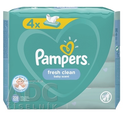 PAMPERS Baby Wipes Fresh Clean vlhčené obrúsky 4x52 ks (208 ks)