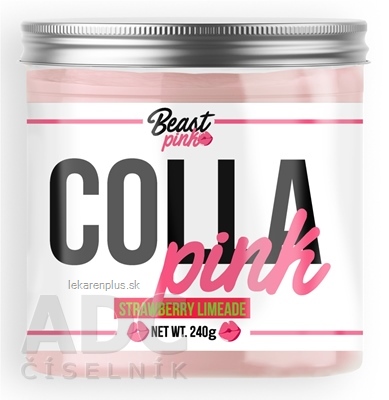 BeastPink COLLA Pink prášok na prípravu nápoja, príchuť jahodová limonáda, 1x240 g