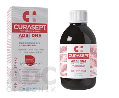 CURASEPT ADS DNA RELIEF PRO ústna voda s chlórhexidínom 0,20 % + chlórbutanol 1x200 ml