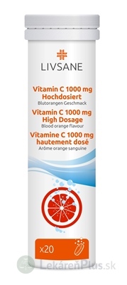 LIVSANE Vitamín C 1000 mg Vysoká dávka tbl eff (šumivé tablety, príchuť červený pomaranč) 1x20 ks