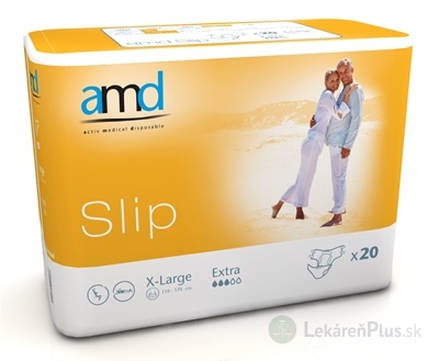 amd Slip Extra X-Large inkontinenčné plienky, obvod bokov 110 - 170 cm, nasiakavosť 3200 ml, 1x20 ks