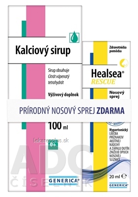 GENERICA Kalciový sirup s vanilkovým extraktom 100 ml + Healsea Rescue 20 ml zadarmo, 1x1 set