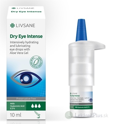 LIVSANE Intenzívne očné kvapky - suché oči bez konzervantov, s 0,3% HA, 1x10 ml