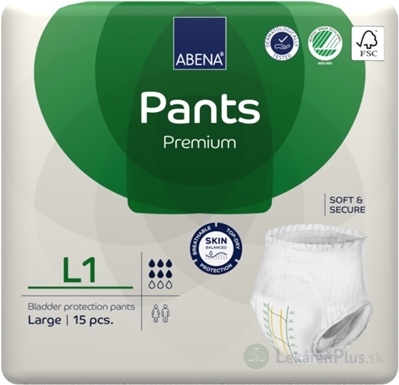 ABENA Pants Premium L1 navliekacie plienkové nohavičky, boky 100-140 cm, savosť 1400 ml, 1x15 ks