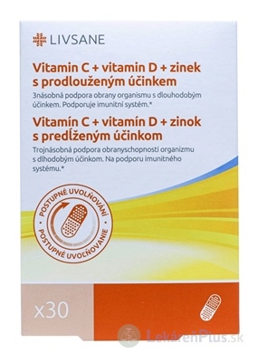 LIVSANE Vitamín C+D+zinok cps s predĺženým účinkom (Immune Plus) 1x30 ks