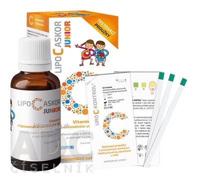 LIPO C ASKOR JUNIOR sir 110 ml - vitamín C s lipozomálnym vstrebávaním + testovacie prúžky, 1x1 set