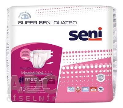 Seni SUPER SENI QUATRO medium 2 plienkové nohavičky (pás 75-110 cm) 1x10 ks