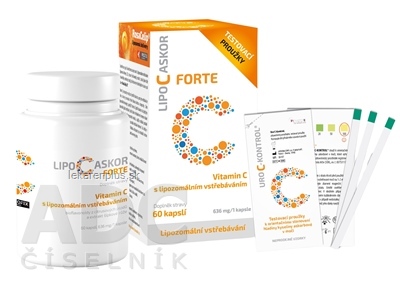 LIPO C ASKOR FORTE cps 60 ks - vitamín C s lipozomálnym vstrebávaním + testovacie prúžky, 1x1 set