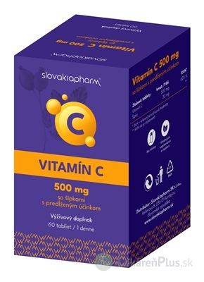 Slovakiapharm Vitamín C 500 mg so šípkami tbl s predĺženým účinkom 1x60 ks