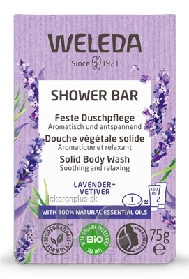 WELEDA SHOWER BAR Levanduľové relaxačné mydlo levander + vetiver, s esenciálnymi olejmi 1x75 g