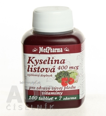 MedPharma KYSELINA LISTOVÁ 400 mcg tbl 100+7 zadarmo (107 ks)