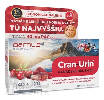 Barnys CRAN-URIN KANADSKÉ BRUSNICE cps 40+20 zadarmo (60 ks)