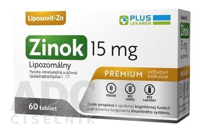 PLUS LEKÁREŇ Lipozomálny zinok 15 mg tbl 1x60 ks