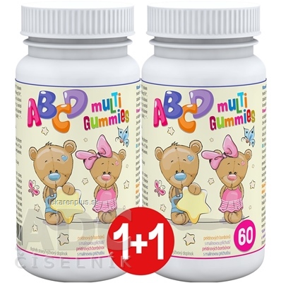 ABCD muLTi Gummies - Clinical 1+1 pektínové bonbóny s malinovou príchuťou 2x60 ks, 1x1 set