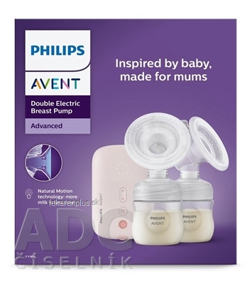 AVENT Elektr. ODSÁVAČKA MLIEKA DUO Advanced (SCF397/31) (2ks fľaša 125 ml, 5ks vrecko na materské mlieko 180 ml) 1x1 set