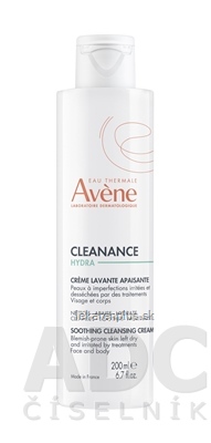 AVENE CLEANANCE HYDRA Upokojujúci umývací krém pleť so sklonom k nedokonalostiam, tvár a telo 1x200 ml